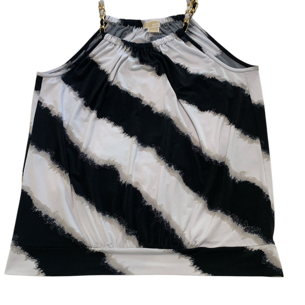 Michael Kors Black and White Striped Blouse